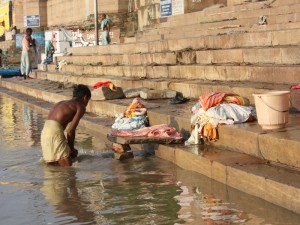 washing clothes in Varanasi