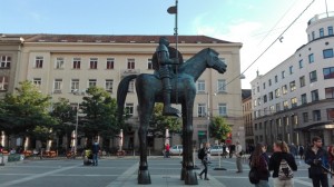 Statue of a horse at Moravké náměstí in Brno